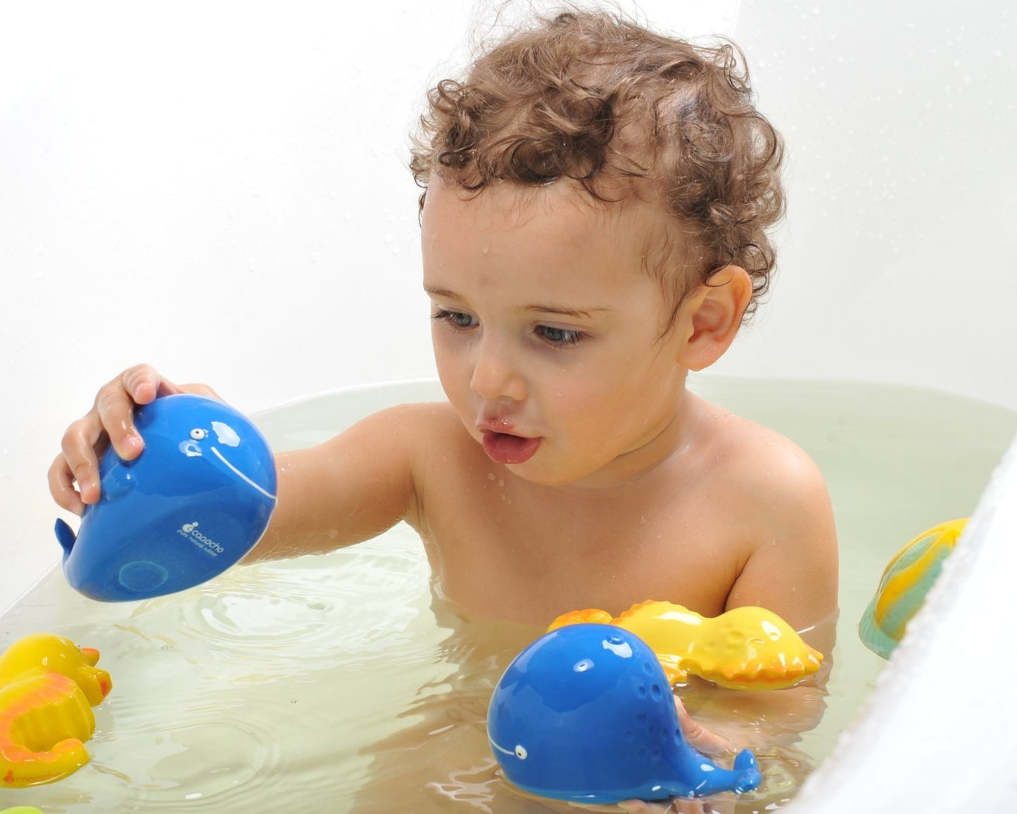 caaocho Pure Natural Rubber Bath Toy - Kala the Whale Baby Toy - Hole Free, BPA Free Bath Toys for Infants, Without Holes Sealed Natural Rubber