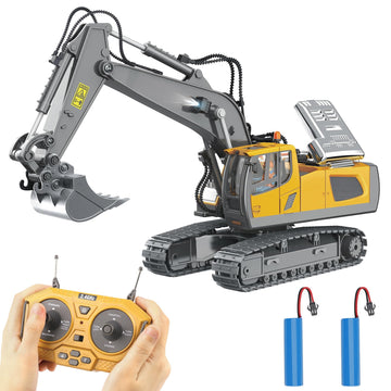 PREPOP Remote Control Excavator Toy for 6-12 yr Boys, Best Birthday Gifts for Kids 4-7 8 9 10 11 Year Old, RC Construction Toys with Metal Shovel