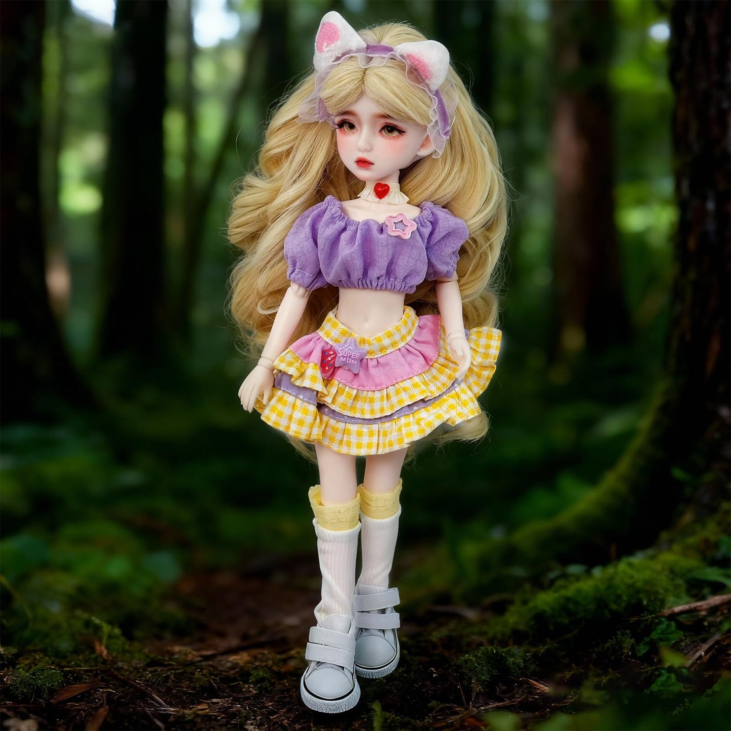 Linara 1/6 BJD Doll 12in Full Set with Dress Shoes Wig Makeup Christmas Birthday (Purple)