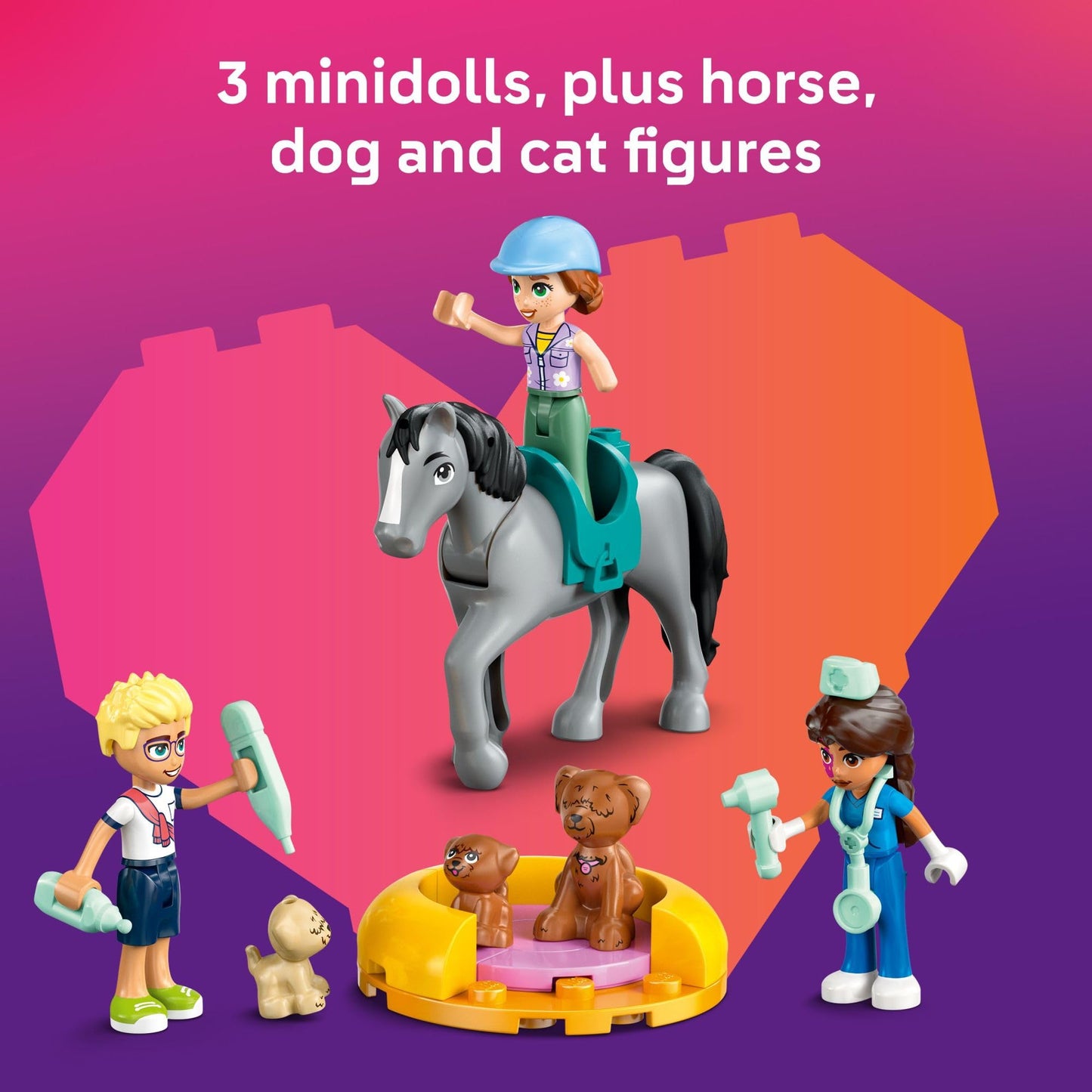 LEGO Friends Horse and Pet Vet Clinic -Veterinarian Playset for Kids, Girls and Boys, Ages 7+ - Toy Building Set for Pretend Play with 3 Minidolls