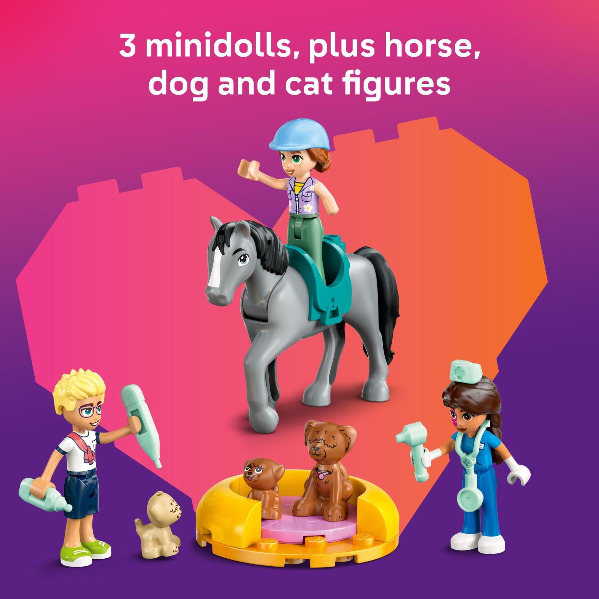 LEGO Friends Horse and Pet Vet Clinic -Veterinarian Playset for Kids, Girls and Boys, Ages 7+ - Toy Building Set for Pretend Play with 3 Minidolls