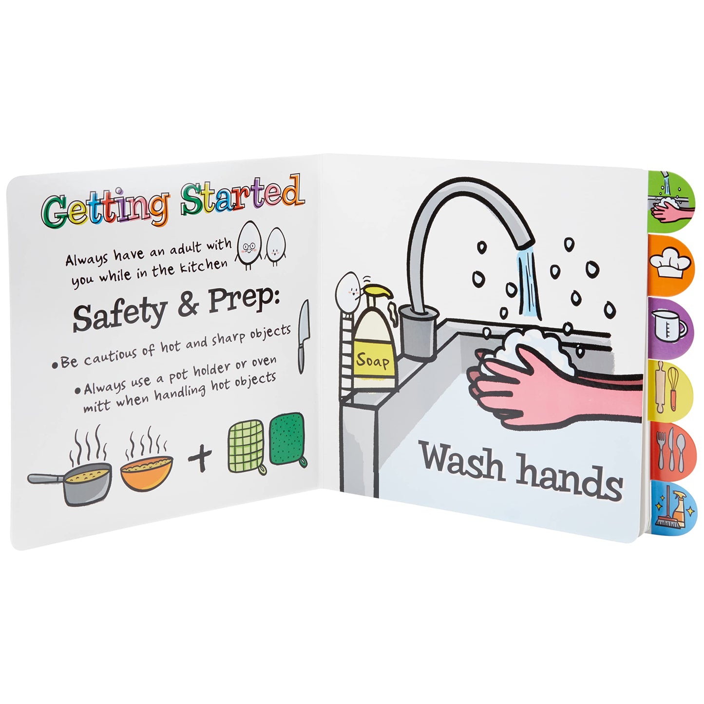C.R. Gibson BBBT-24941 Kids in The Kitchen Tabbed Board Book for Toddlers, 6 Pages and 7.5" x 7.5", Multicolor