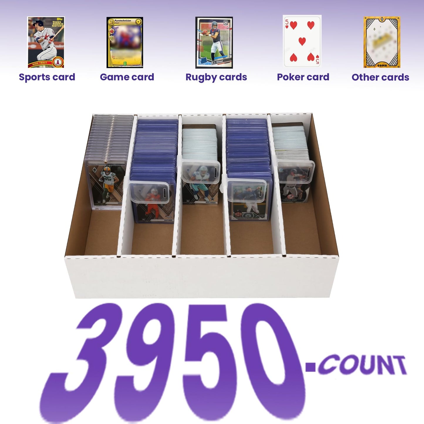 1 Pack Trading Card Storage Box, 3200 Count Card Box, 5 Row Toploader Case