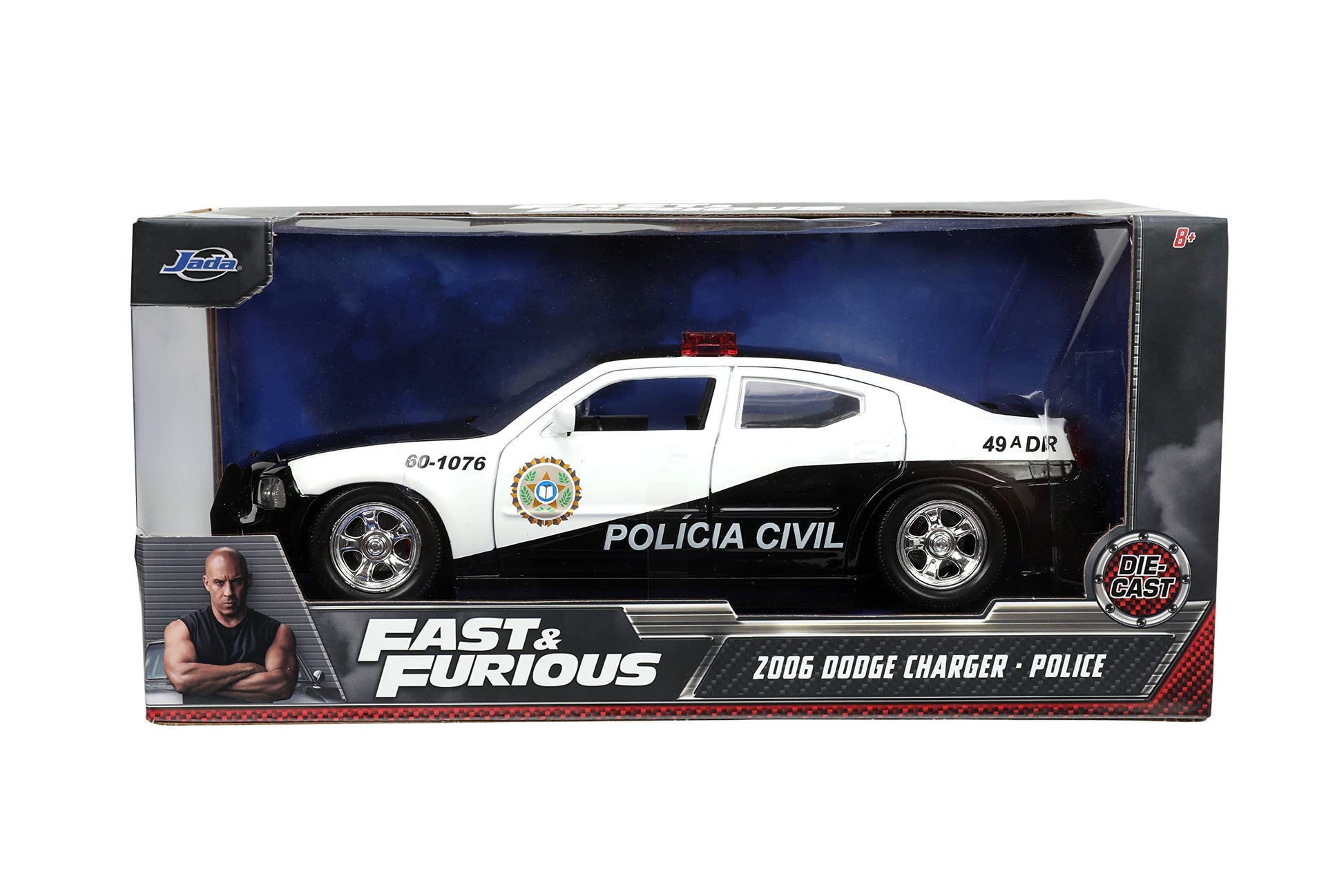 Jada Fast & Furious 1:24 2006 Dodge Charger Police Car Die-Cast Car, Toys for Kids and Adults