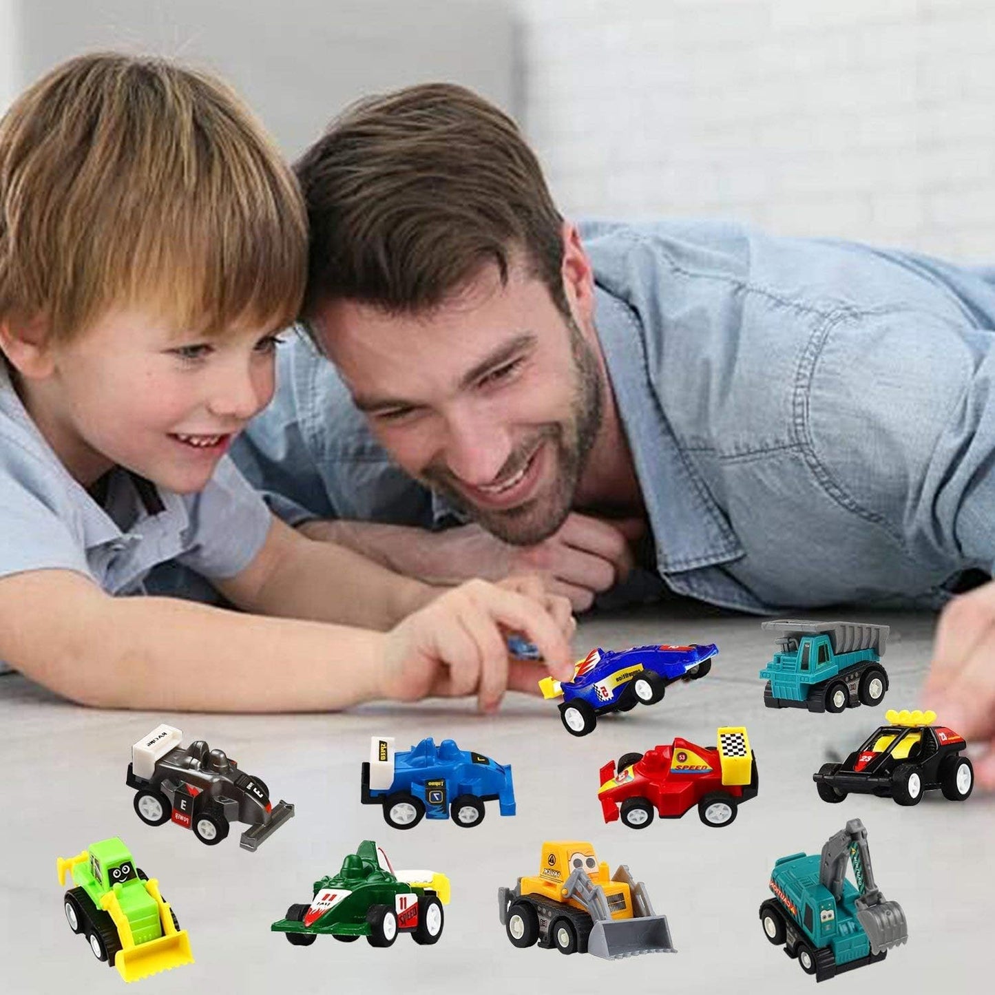 Pull Back Car, 20 Pcs Assorted Mini Truck Toy and Race Car Toy Kit Set, Play Construction Vehicle Playset for Boy Kid Child Party Favors Birthday Game
