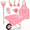 Best Choice Products Kids Wheelbarrow and Gardening Tool Set 8 Piece with Metal Tools, Watering Can, Apron and Gloves, Child Garden Play Set