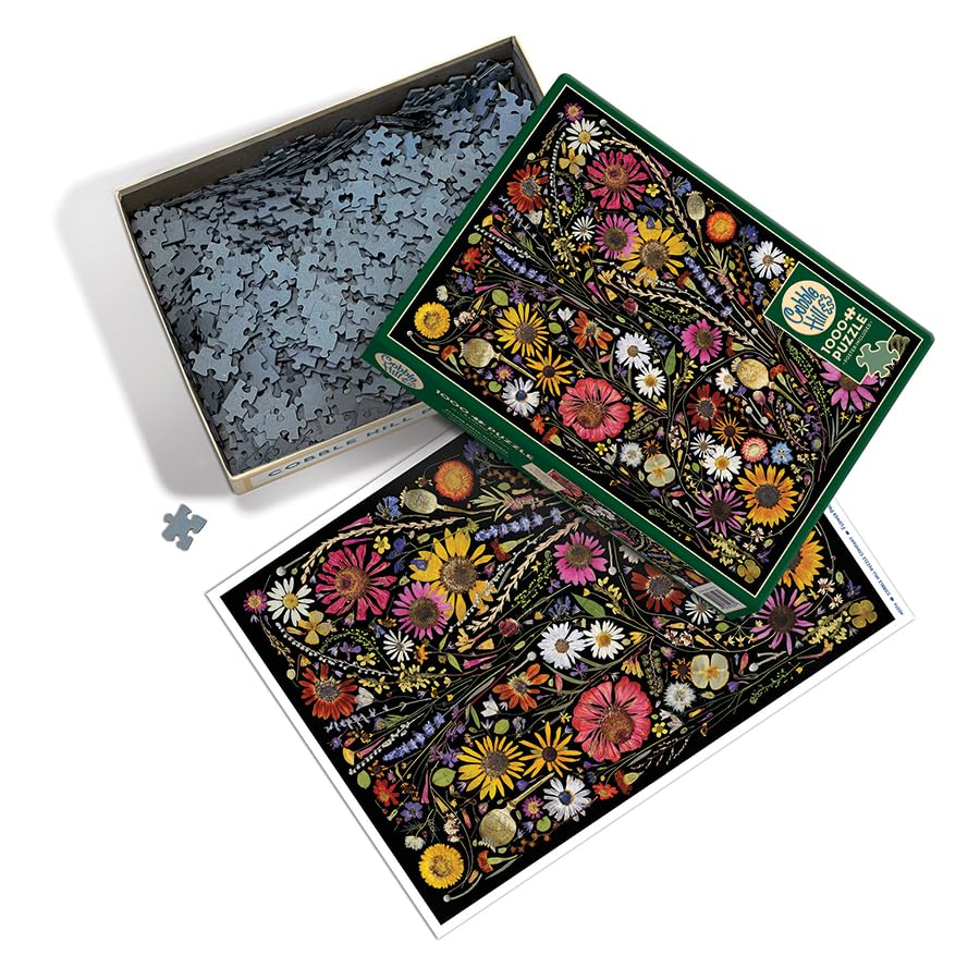 Cobble Hill 1000 Piece Puzzle - Flower Press: Happiness - Sample Poster Included