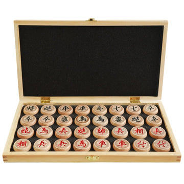 Luoyer 14 Inch Wooden Foldable Chinese Chess Xiangqi Travel Game Set with Wooden Chess Pieces Traditional Tabletop Strategy and Skill Game for Teens