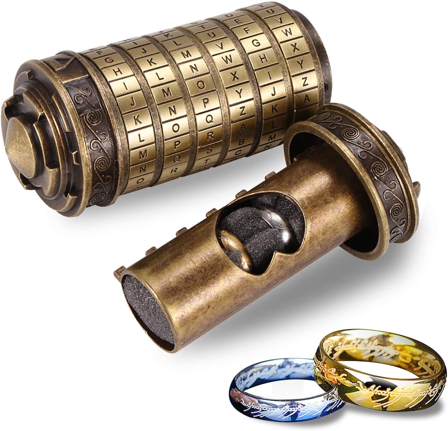 Cryptex Da Vinci Code Mini Bronze Lock Puzzle Valentines Day Gifts for him her Men Women dad Boys Christmas Cool Romantic Birthday for Her Gifts Box