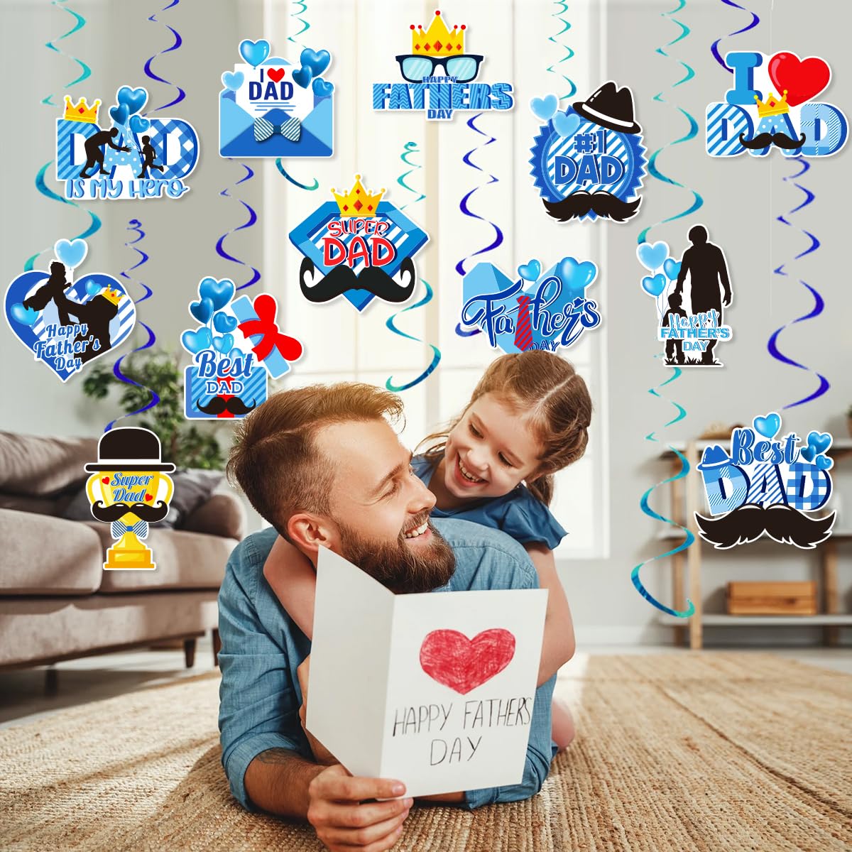 Anor Wishlife Fathers Day Hanging Swirl Decorations,Happy Fathers Day Banner,Dad Birthday Party,Hero,The Best Day Events,Celebrations,Together