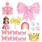 Princess Cake Toppers Castle Cake Decorations with Bows Butterflies Balls Rainbow for Princess Themes Birthday