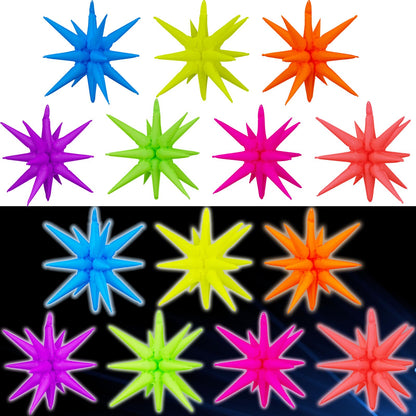 14PCS Glow in The Dark Neon Star Balloons Kit 7 Colors 27in Party