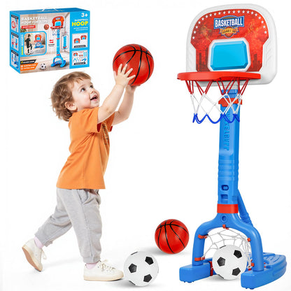 Toddler Basketball Hoop & Soccer Goal, Adjustable, 4 Balls, Indoor & Pool