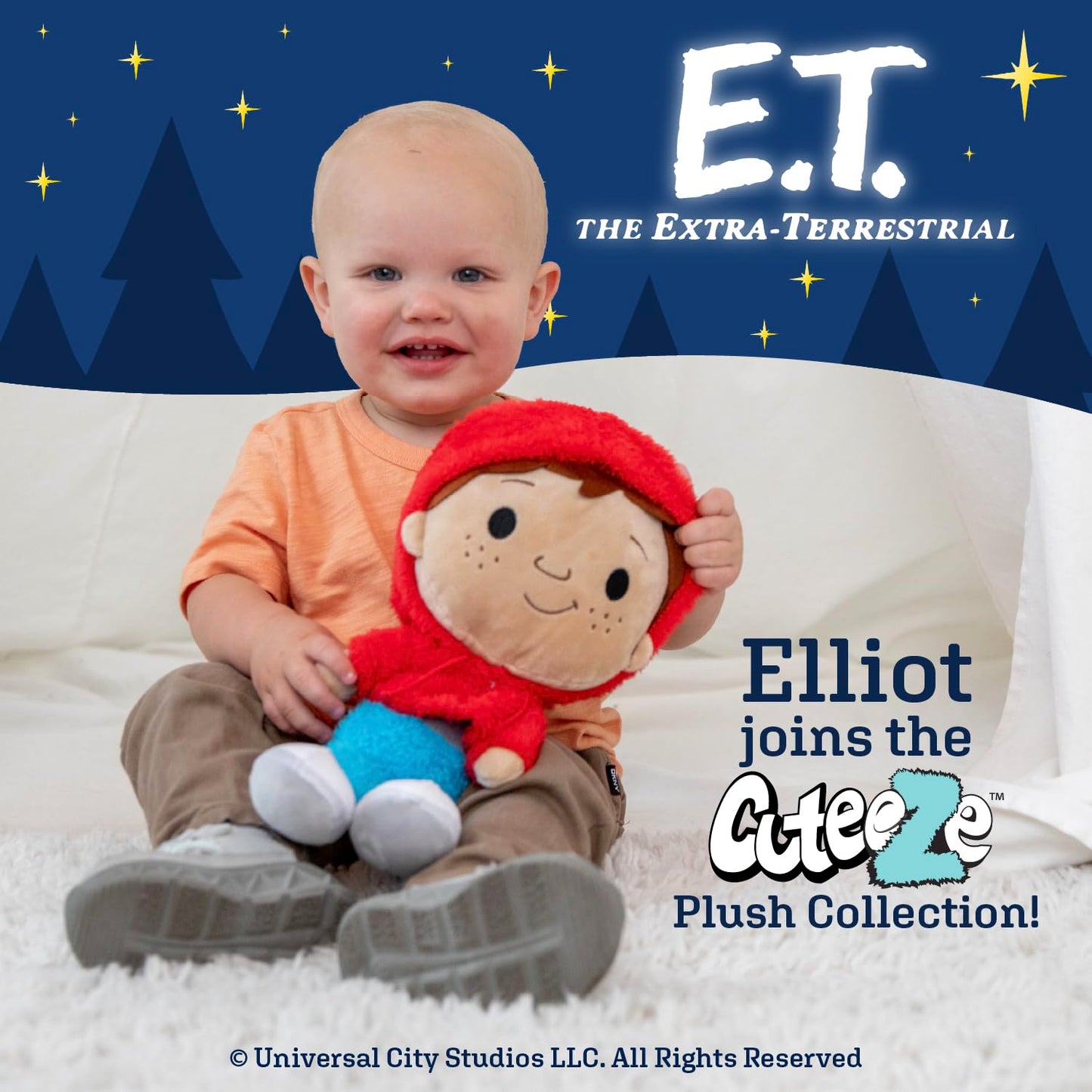 ET Elliott Cuteeze Stuffed Plush Toy - 12 Inch Extra Soft Plushie - Crinkle Sound in Ears - Beans in The Body for Comforting Feel - Perfect Loveable