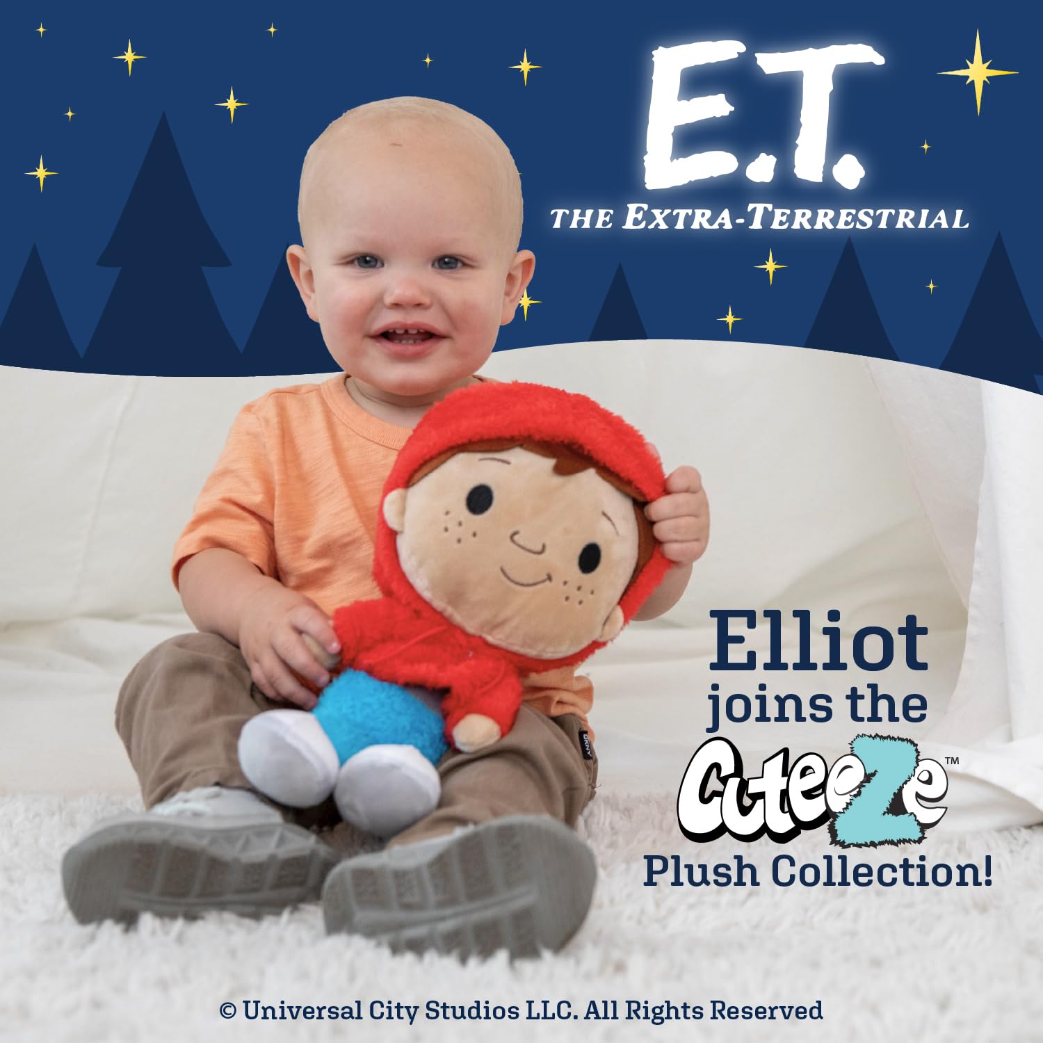 ET Elliott Cuteeze Stuffed Plush Toy - 12 Inch Extra Soft Plushie - Crinkle Sound in Ears - Beans in The Body for Comforting Feel - Perfect Loveable