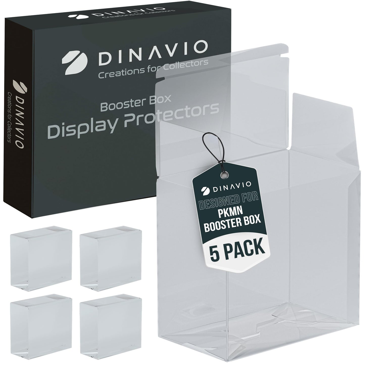 Dinavio Crafthouse Plastic PKMN Booster Box Protector 5 Pack - Booster Box Case Display Protectors - Compatible with English Modern PKMN Booster Boxes
