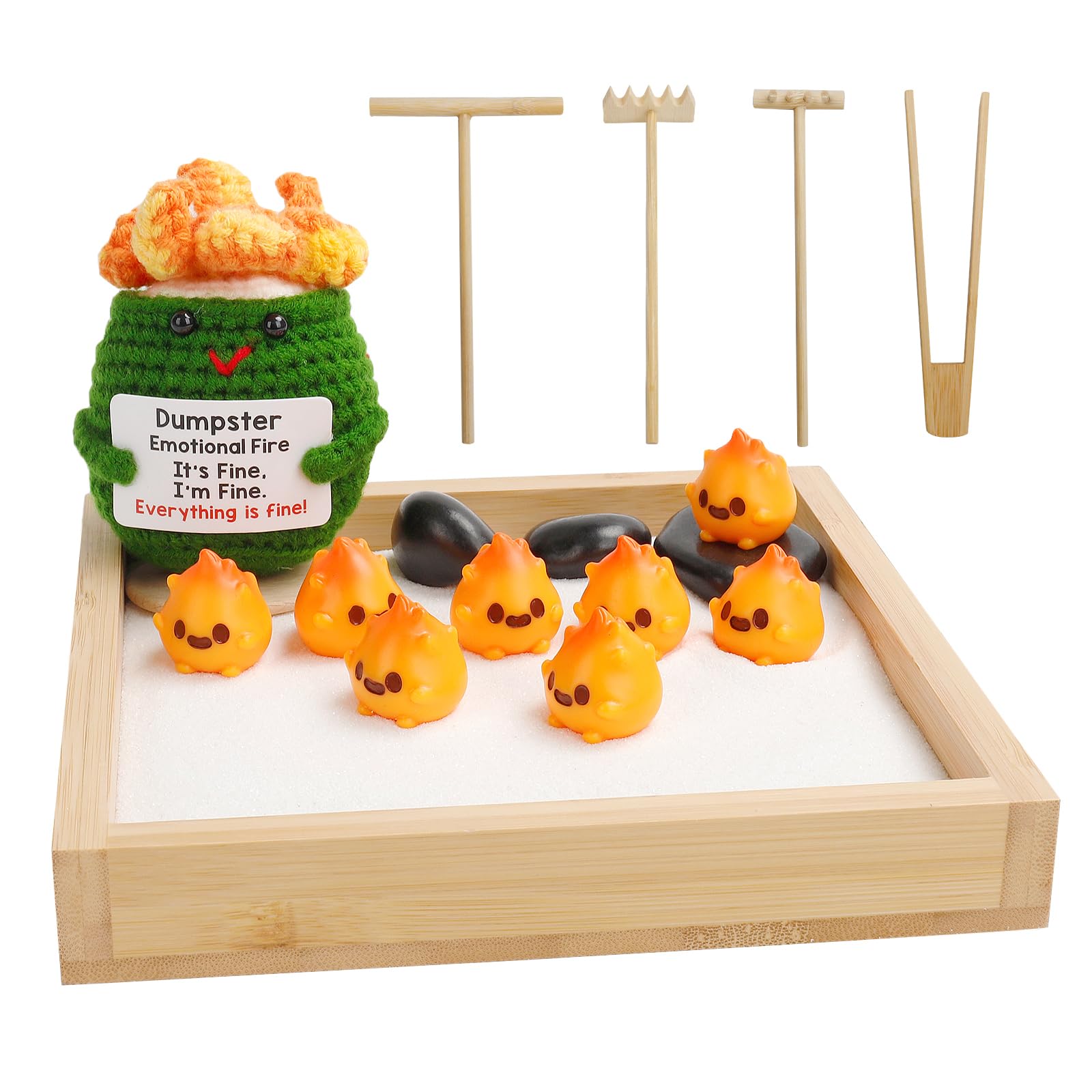 Dumpster Fire Desk Toy Mini Zen Garden Sandbox Kit