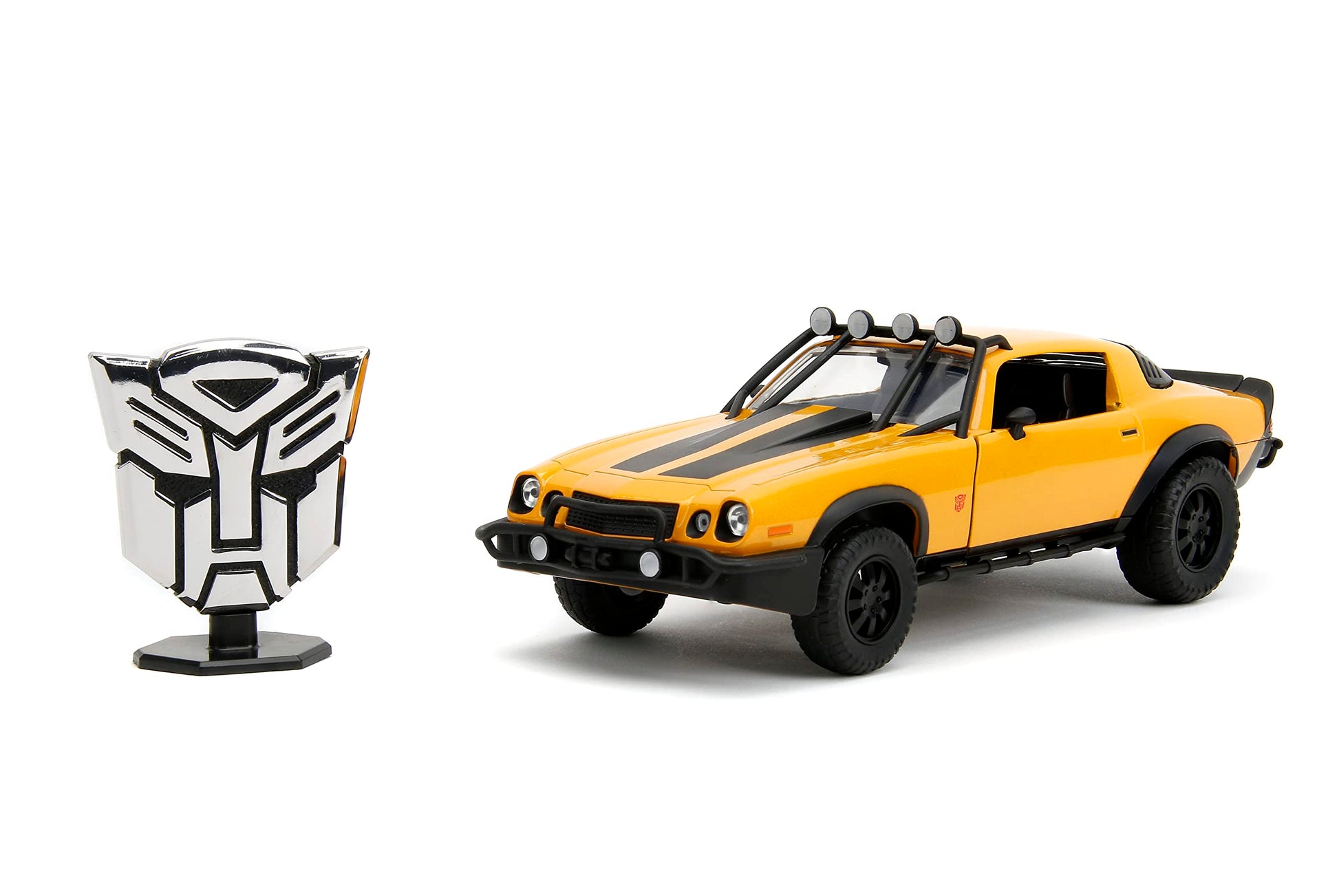 Jada Transformers Rise of The Beast 1:24 1977 Chevy Camaro Bumblebee & Badge Die-Cast Car, Toys for Kids and Adults