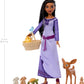 Mattel Disney Wish Toys & Accessories, Woodland Animals of Rosas Set with Asha Fashion Doll & 6 Surprises Including Animal Figures, Inspired by