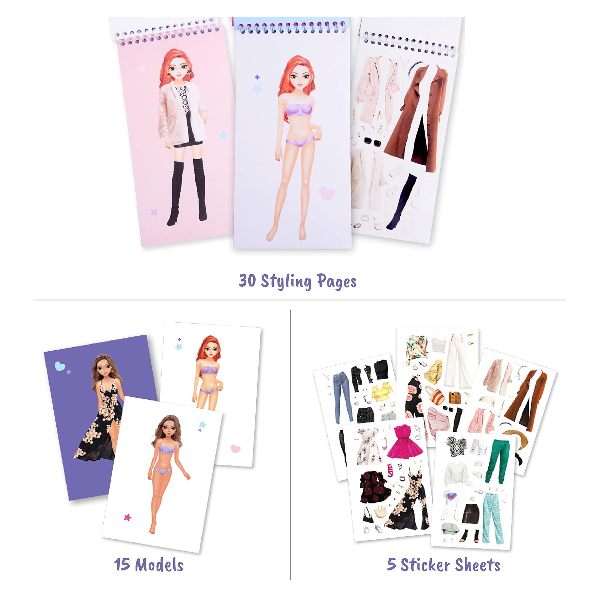 BSCOOL Sticker Dress up - Sticker Activity Book for Kids. Learn Girls Fashion Design with Stickers and Guides for Kids 5 and up. Little Designer