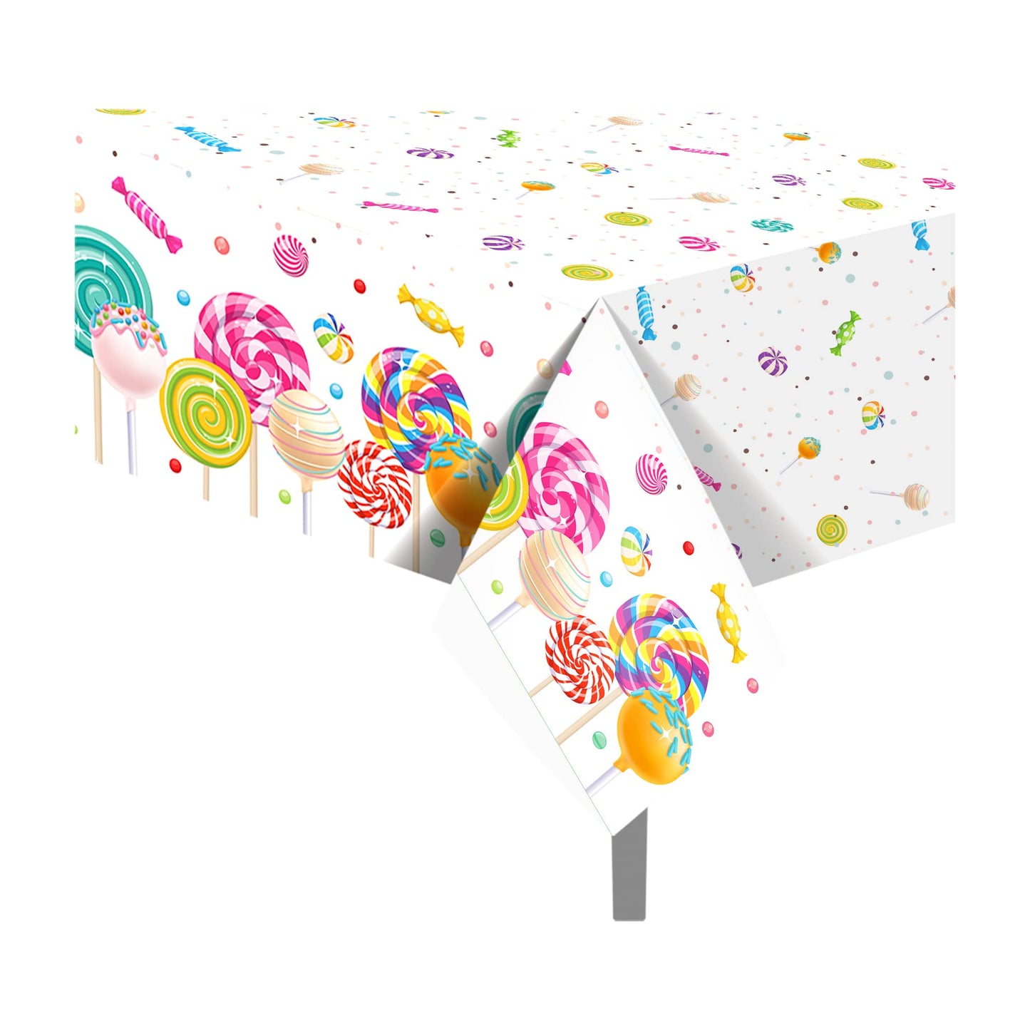 2Pcs Candyland Plastic Tablecloth Sweet Candy Candy Lollipop Tablecloth for Candyland Themed Birthday Party Baby Shower Decoration,54x87In (ZB231)