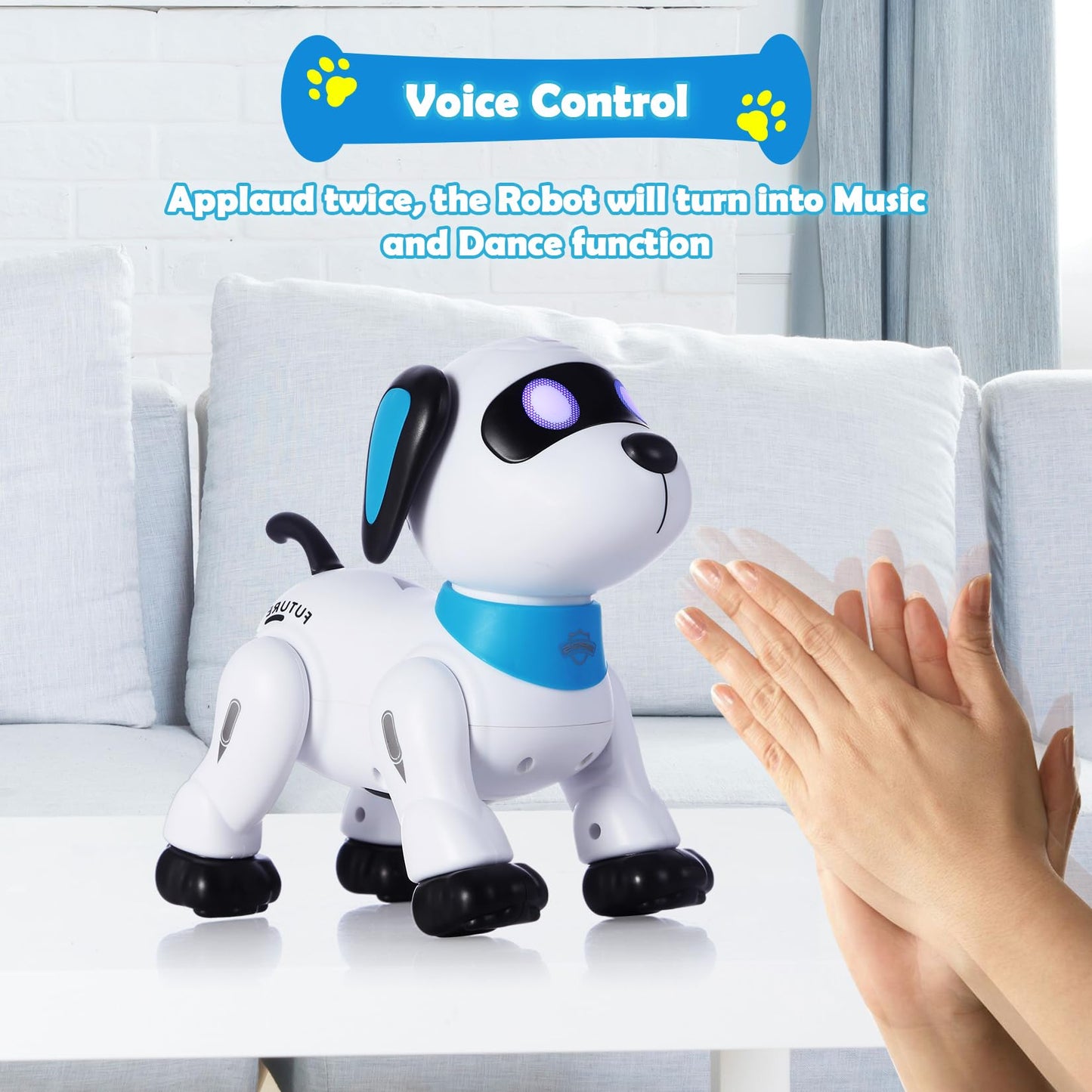 yiman Remote Control Robot Dog Toy - Programmable Smart Robot Dog for Kids 3+, Interactive Dancing & Sound, RC Stunt Toys with LED Eyes, Electronic