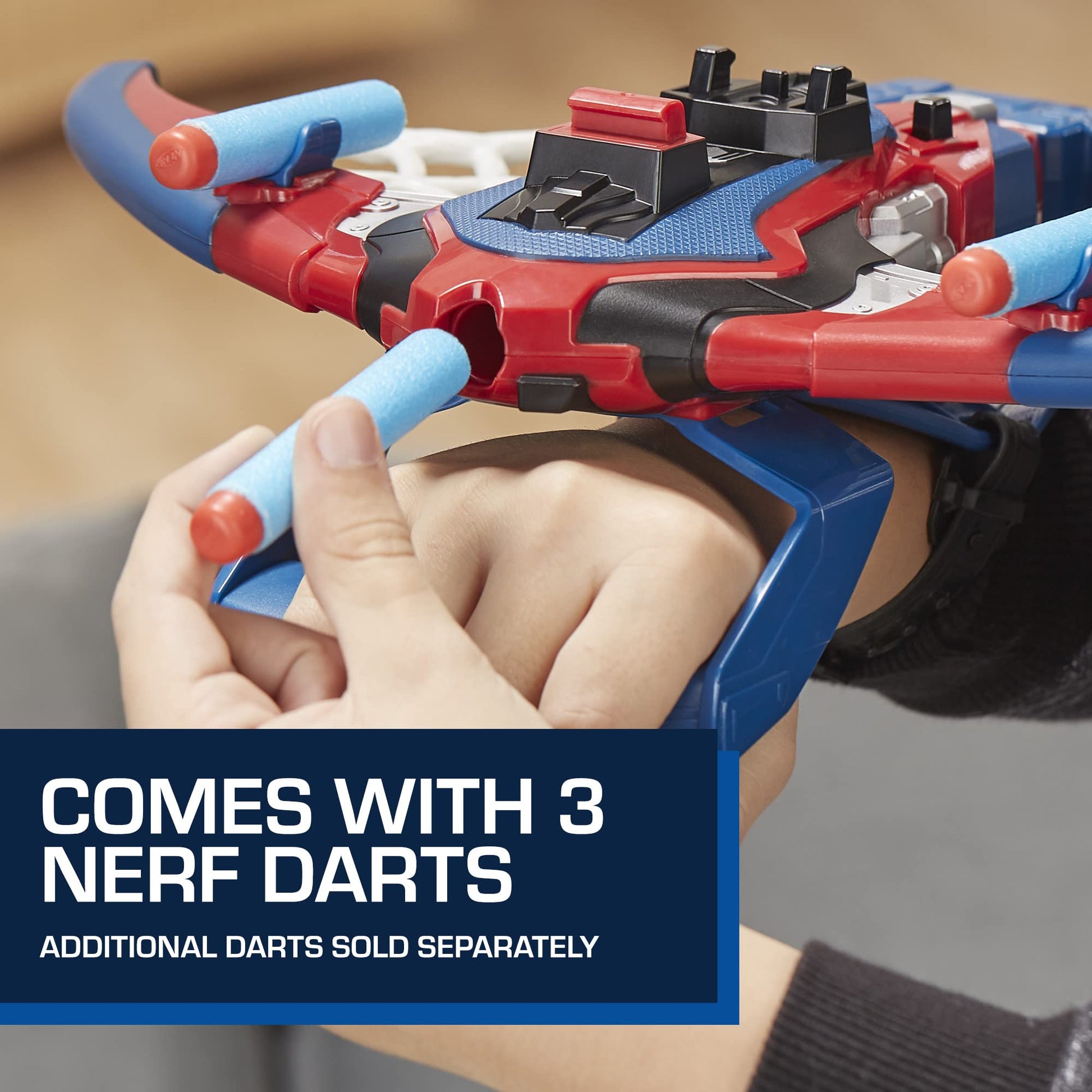Marvel Spider-Man Web Shots Spiderbolt NERF Powered Blaster Toy, Fires Darts, 3 Darts, Kids 5+ Years (Amazon Exclusive)
