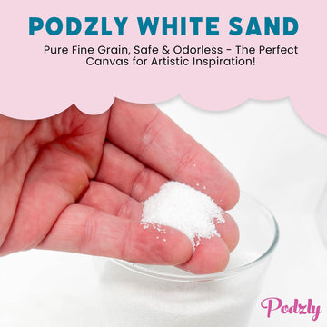 Podzly Decorative Bulk Craft Sand - 5 lb White Fine Grain Sand for Crafts, Vases, Centerpieces, Wedding Décor, Party Displays, Classroom Activities