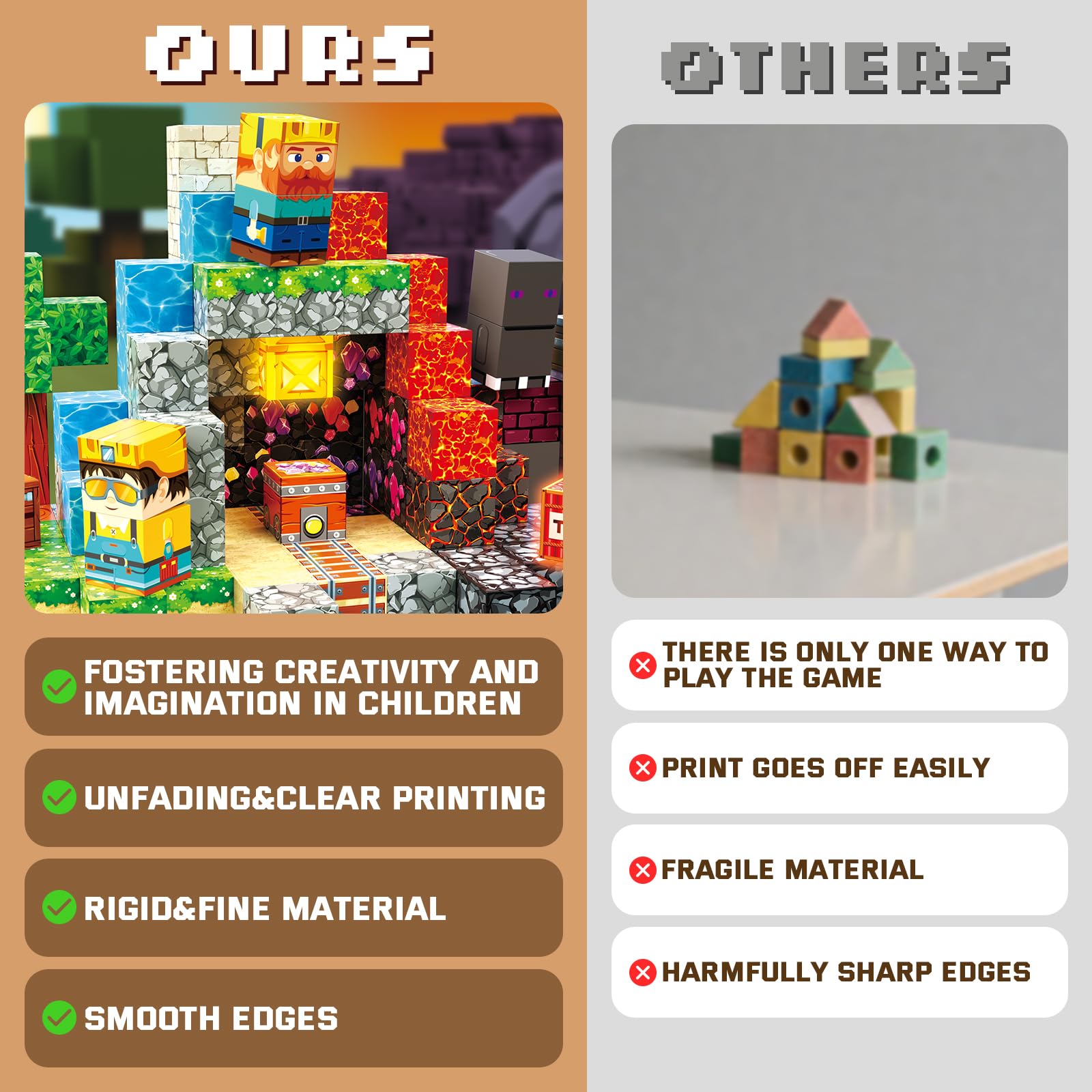 FunsBloomify Magnetic Blocks 120PCS Cave Adventure | STEM Educational Building Toys for Kids Age 3+, Creative Stacking Construction Set with 0.8in