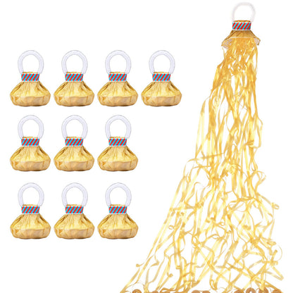 Arouselove Plastic Confetti Poppers No Mess Hand Thrown Streamers for Wedding Birthday Party Celebrations (Gold, 10 Pack)