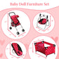 Deluxe Baby Doll Stroller with Crib Furniture Playset, Multi Baby Doll Accessories Set for 18" Dolls, Includes Doll Stroller Swing and Doll Bed