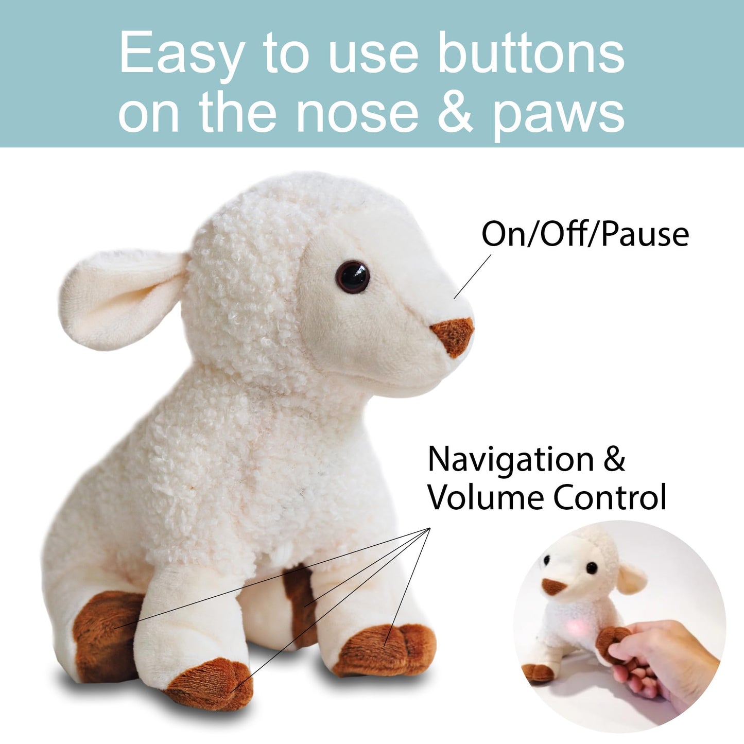 Kulumi My Little Lamb - Singing Lamb w/Audio Bible, Stories and Songs (3+), Musical Stuffed Animal for Baby - Christian Toy for Children to Help Sleep