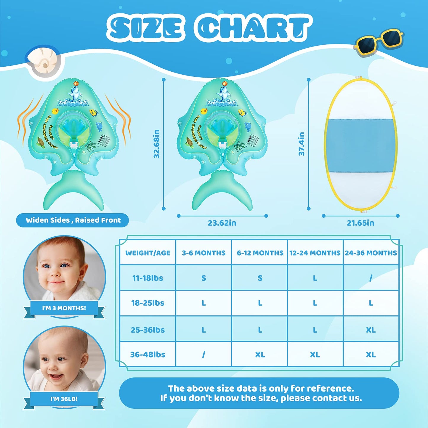 No Flip Over Baby Pool Float with Canopy UPF50+ Sun Protection, Sponge Safety Support Bottom, Fun Gifts Water Toys Accessories Inflatable Baby Swim