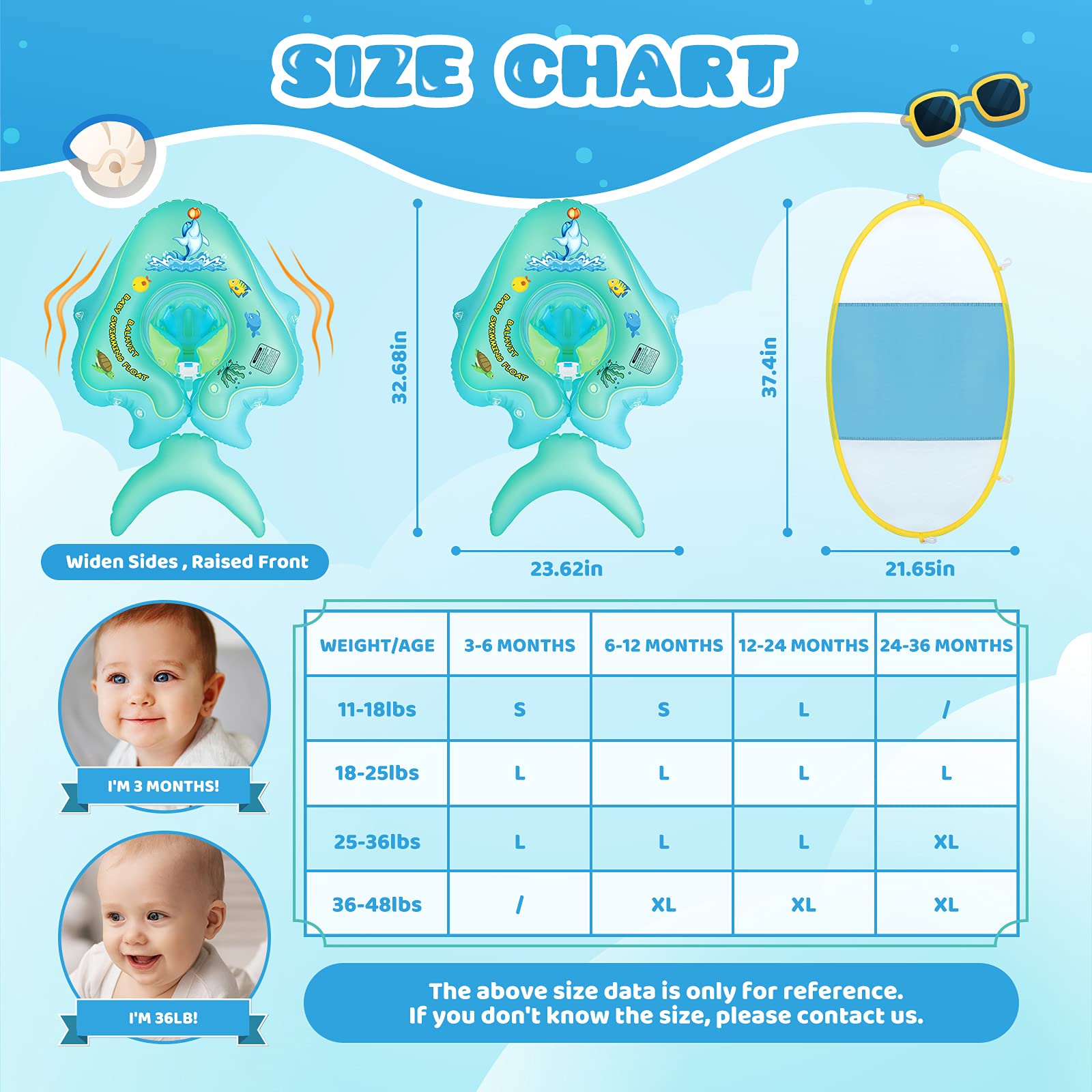 No Flip Over Baby Pool Float with Canopy UPF50+ Sun Protection, Sponge Safety Support Bottom, Fun Gifts Water Toys Accessories Inflatable Baby Swim