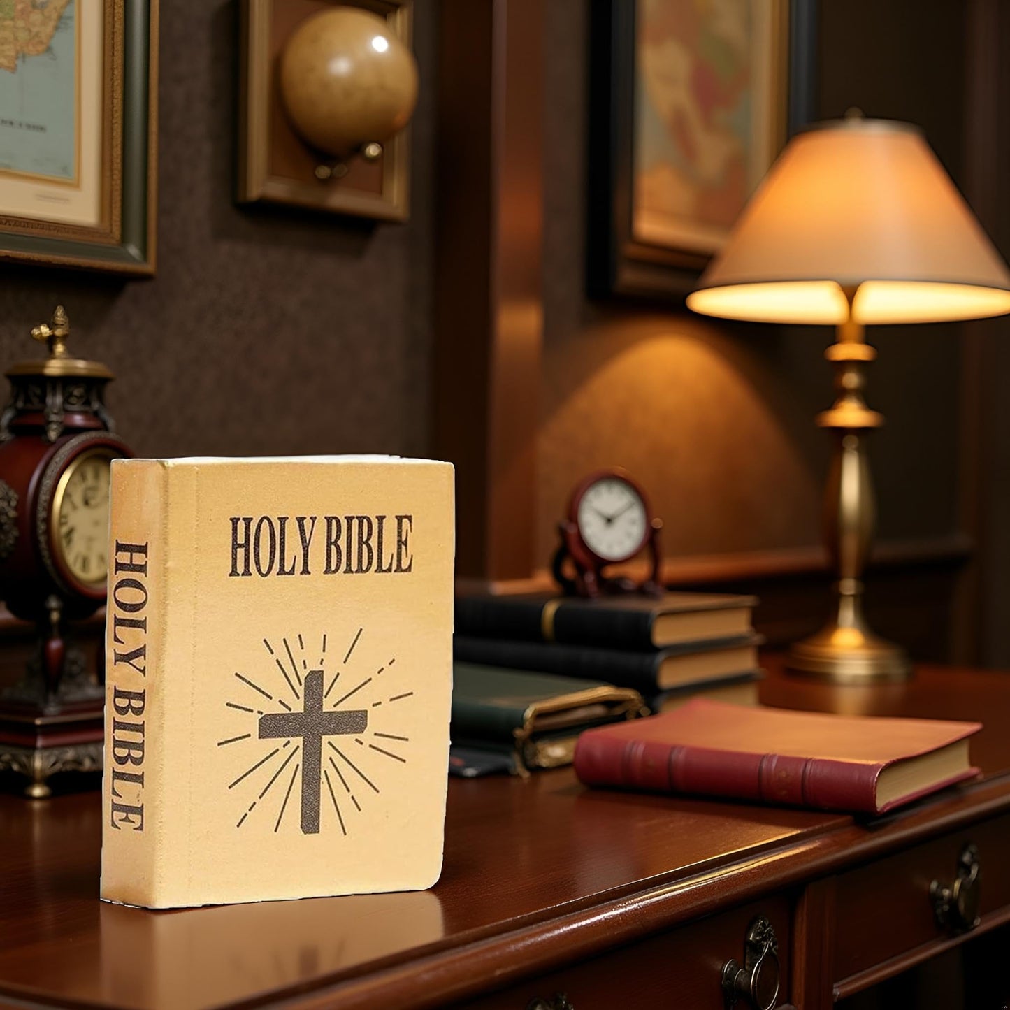 GANPUB Brown Mini Bible Pocket Book 1/12 Dollhouse Miniature Book Bookshelf Bedroom Library Accessories Dollhouse Accessories