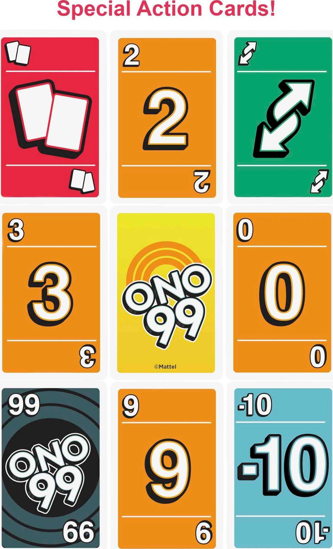 Mattel Games ONO 99 Card Game from the Makers of UNO for Kids, Adults & Families, Add Numbers & Don't Go Over 99