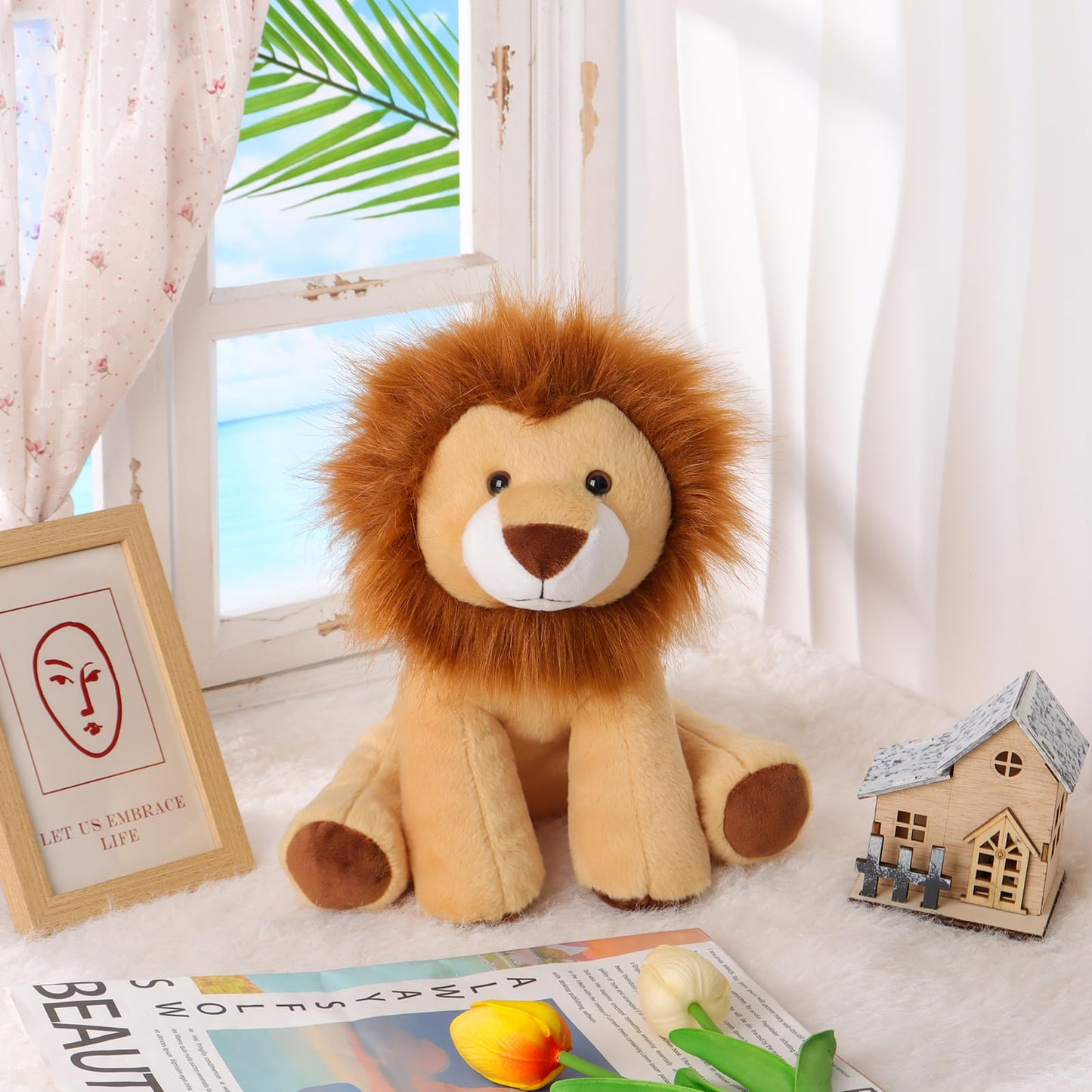 Apricot Lamb Toys Plush Brown Roar Lion Soft Stuffed Animal for Child 10''
