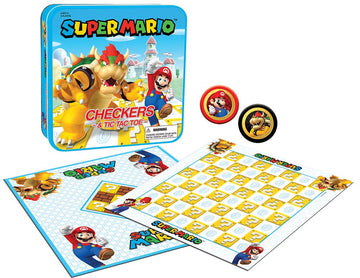 USAOPOLY Super Mario Checkers & Tic-Tac-Toe Collector's Game Set for 2 players | Featuring Mario & Bowser | Collectible Checkers and TicTacToe Perfect