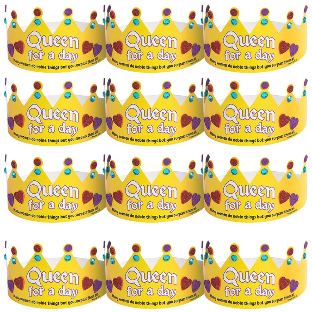 Fun Express Queen for a Day Blessed Mom Crown Craft Kit - Makes 12 - DIY Craft Gifts for Kids