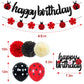 Ohiviaaa Ladybug Birthday Decorations Ladybird Happy Birthday Banner Ladybeetle Cake Topper Black Red Latex Balloon Pom Pom Flowers for Ladybug Theme
