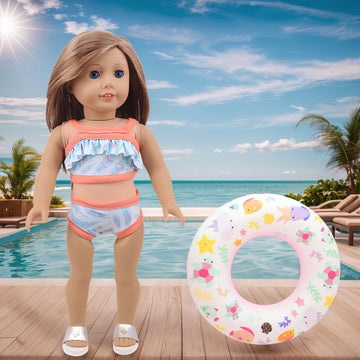 18 Inch American Doll Accessories, Fashion Doll Swimming Play Sets for American 18 Inch Girl Including Clothes Swimsuit Sunglasses Phone Shoes