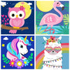 MXCFZX 4 Pack Paint by Numbers for Kids - Paint by Number for Kids Beginners Easy Acrylic Watercolor Paint Numbers Canvas Arts for Kid Ages 4-8,Oil
