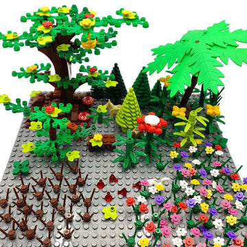 ZHX Garden Park Building Block Parts Botanical Scenery Accessories Plant Set Building Bricks Toy Trees Flowers Compatible All Major Brands (Without