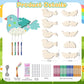 TREACLUB 10Pack 3D Bird Wind Chime Kit for Kids Spring Make Your Own Bird Wind Chime Make a Wind Chime Kit DIY Coloring Wooden Arts and Crafts