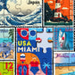 Re-marks Coastal Stamp Collage Puzzle, 500 Large Piece Jigsaw Puzzle for All Ages