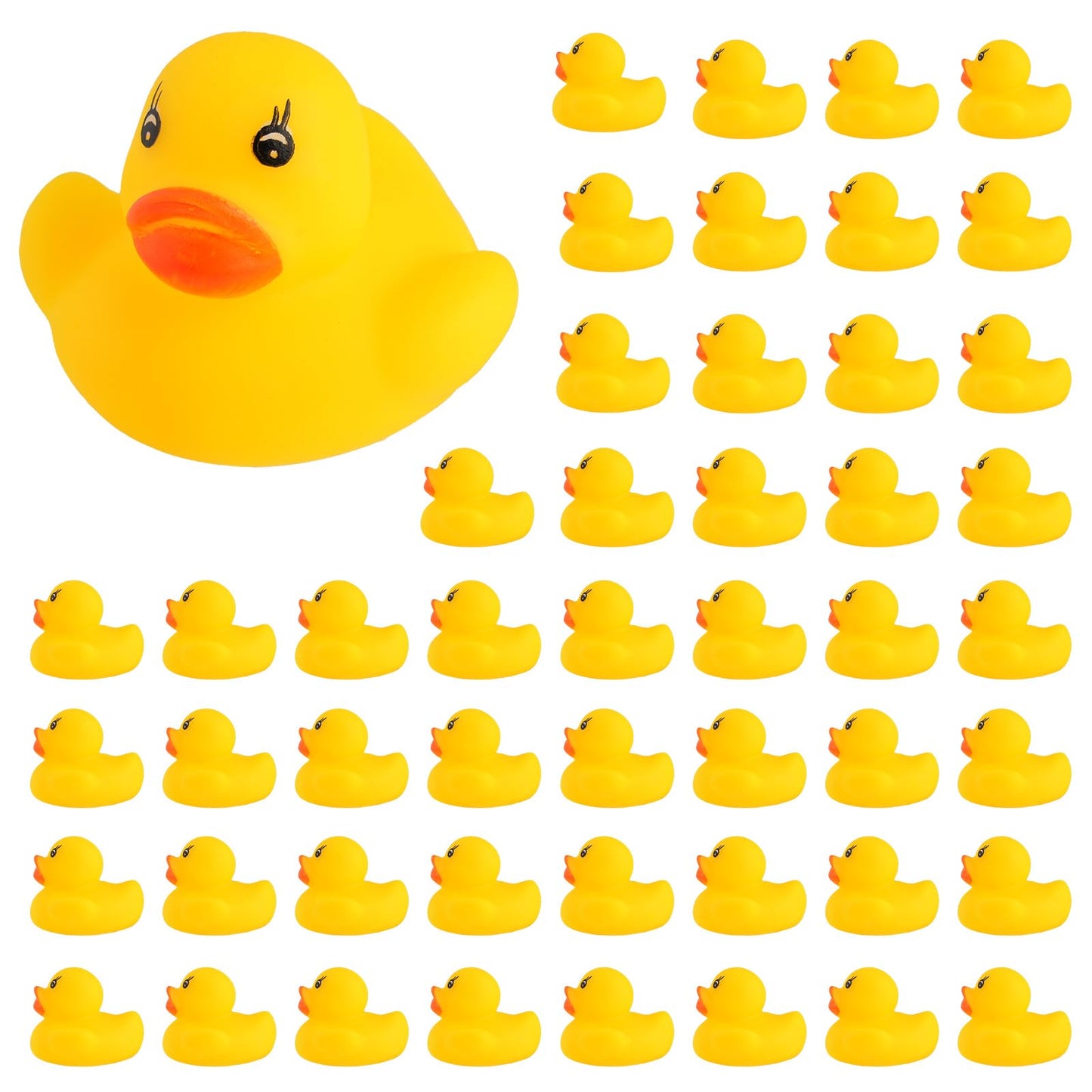JTTJDB 50 Pcs Mini Rubber Ducks,Float and Squeak Duckies