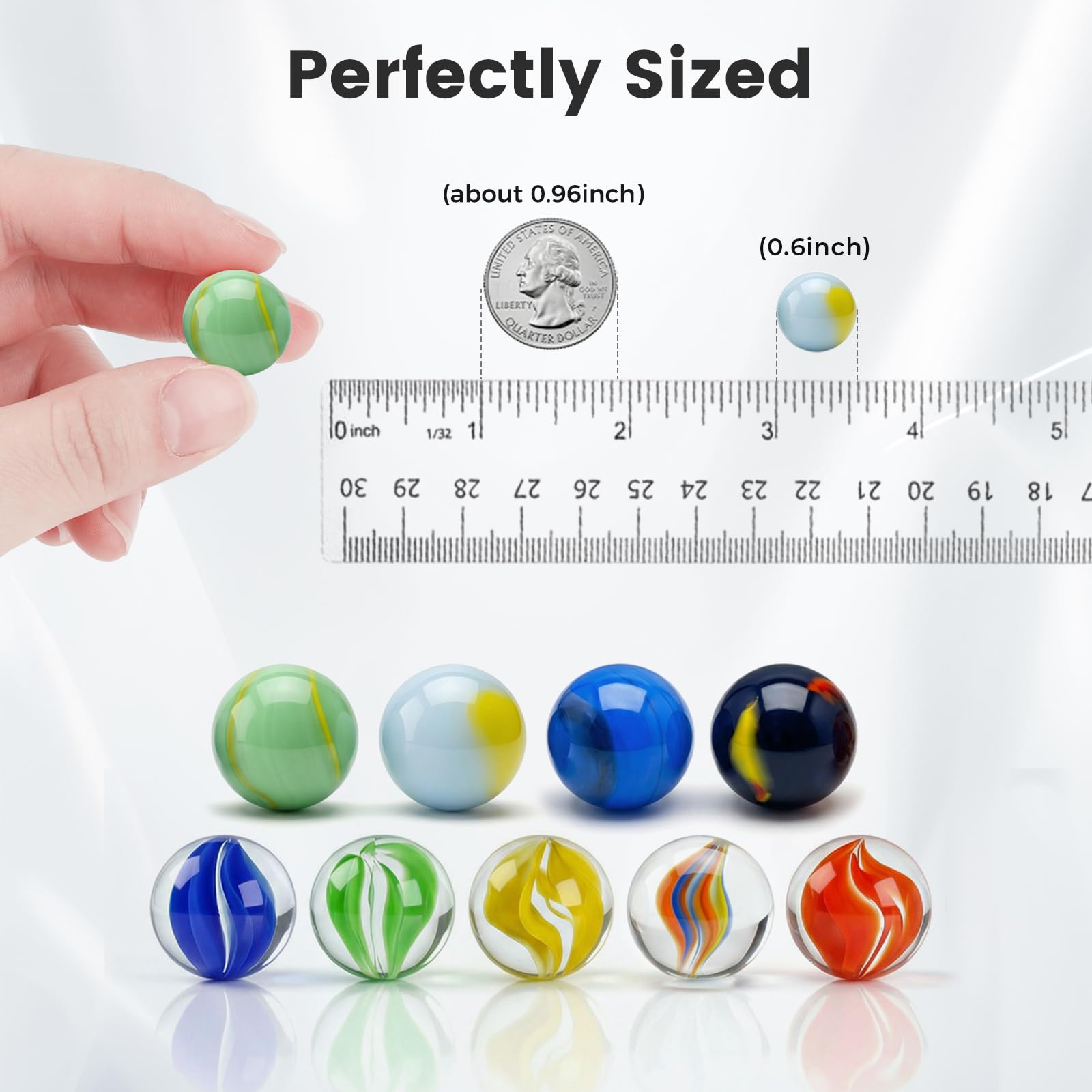 POPLAY Colorful Glass Marbles, 0.6 Inch Marbles Bulk