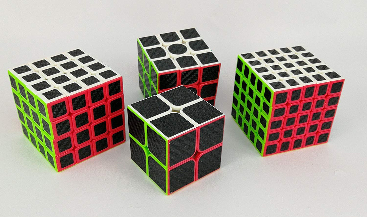 CFMOUR Original Speed Cube Set, 2x2 3x3 4x4 5x5 Carbon Fiber Cube Bundle for Kids, Smooth Original Cube