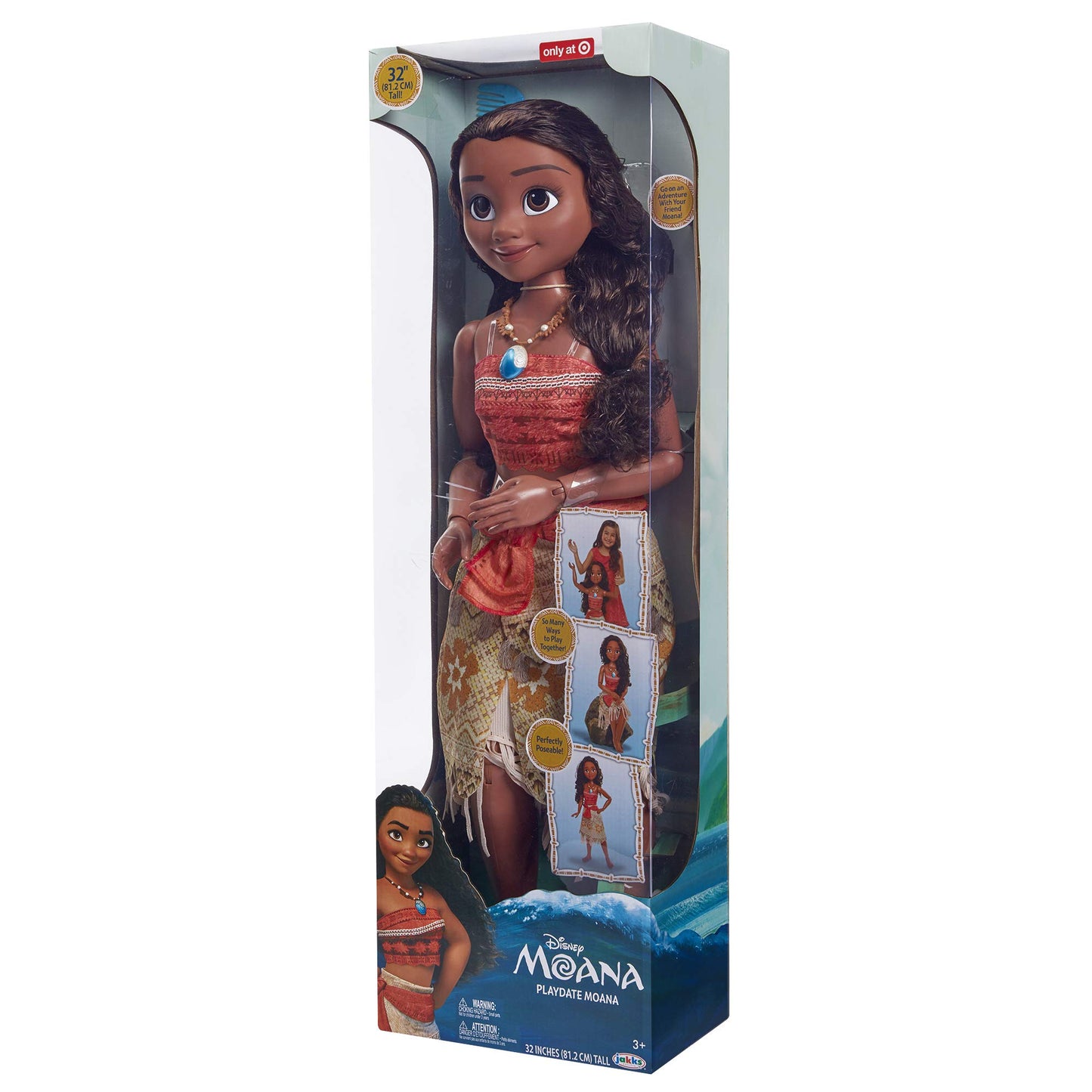 Disney Moana Doll 32" Tall Playdate Perfectly Poseable Doll, Includes Hair Comb, Playdate Moana Fashion Doll, Moana Doll Stands 32 Inches Tall! for