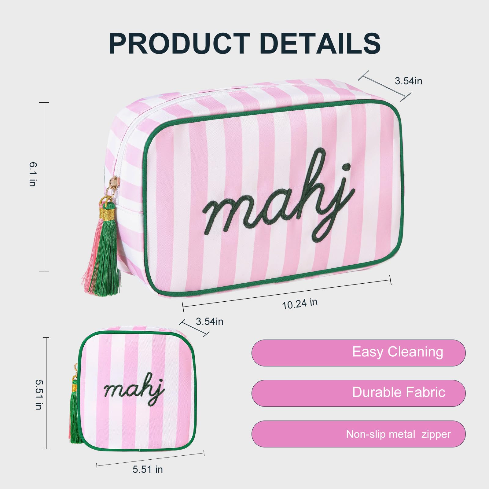 Eccentfit 2 Pack Mahjong Dice Pouch and Mahjong Tiles Bag with MAHJ Embroidery, Premium Club Member Gift & Tournament Prize Organizer- [Pink] Travel
